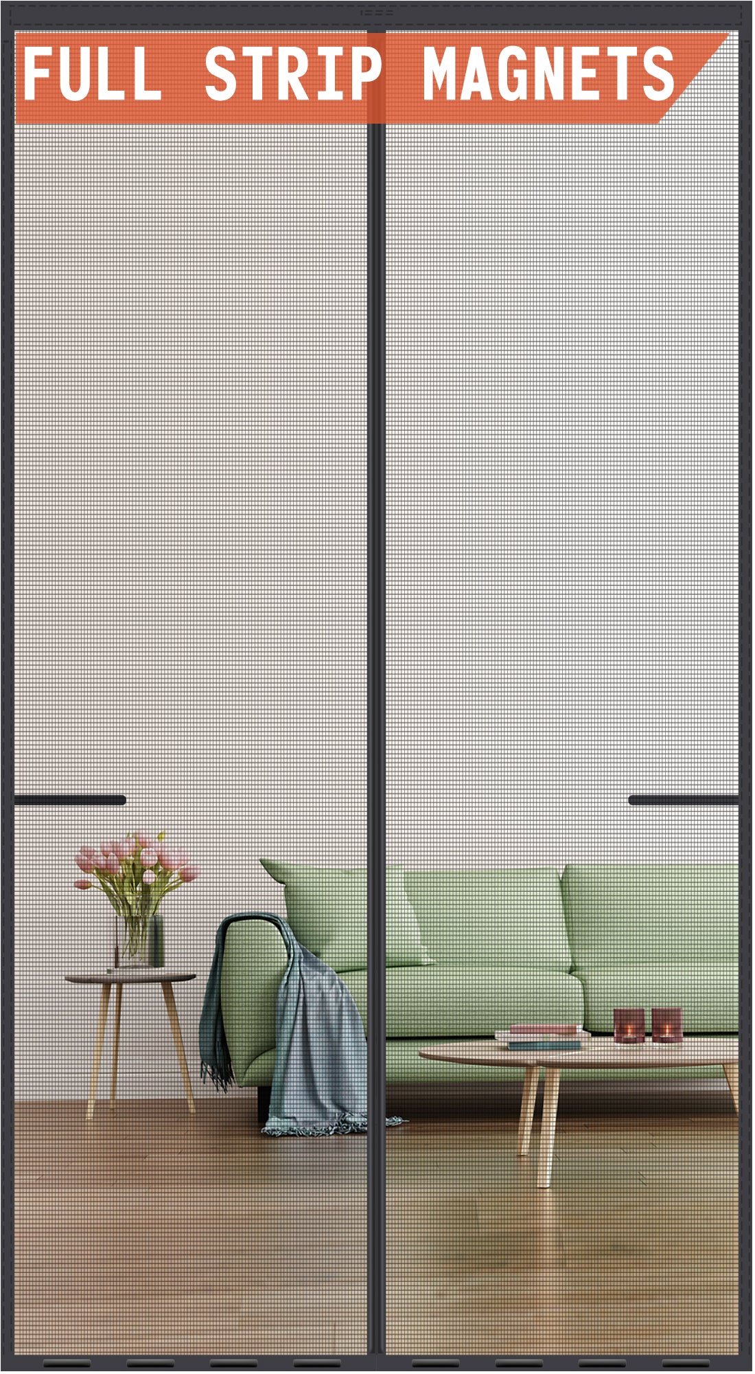 Mpmedo Magnetic Screen Door Upgraded-Model Full Strip Magnets,Heavy Duty Mesh,Retractable Door Screen Magnetic Closure for Single Front Sliding Door