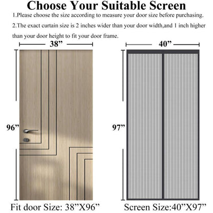 Mpmedo Magnetic Screen Door Upgraded-Model Full Strip Magnets,Reinforced Heavy Duty Mesh Screen Doors Magnets,Full Frame Seal Retractable Door Screen Magnetic Closure for Single Front Patio Sliding Door