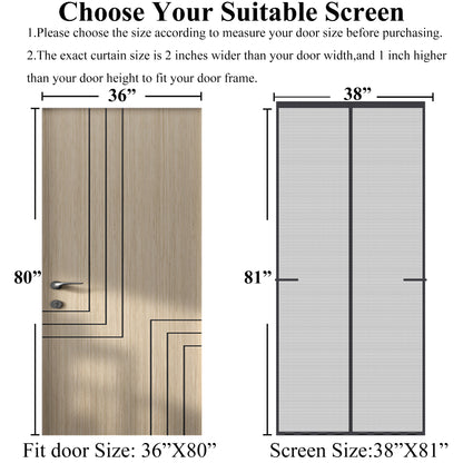 Mpmedo Magnetic Screen Door Upgraded-Model Full Strip Magnets,Fiberglass Heavy Duty Mesh Door Net Screen with Magnet,Full Frame Seal Retractable Mosquito Net for Door Single Front Door,Fit Doors to 36"x80"