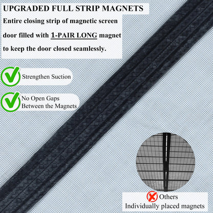 Mpmedo Magnetic Screen Door Upgraded-Model Full Strip Magnets,Fiberglass Heavy Duty Mesh Magnetic Door Screen,Full Frame Seal Retractable Mesh Insect Screens not of Metal